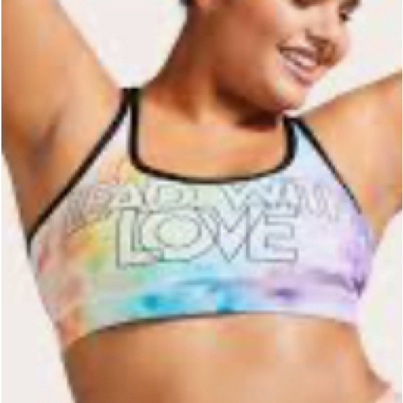 Peloton WITH Strappy Sports Bra Lead With Love Rainbow Tie Dye Size M - Picture 7 of 8